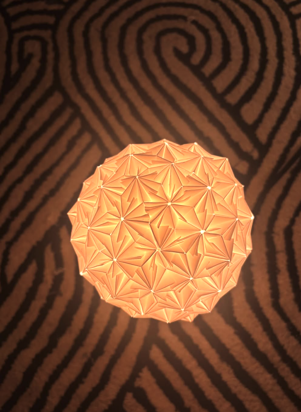 Kusudama lamp with shadow patterns